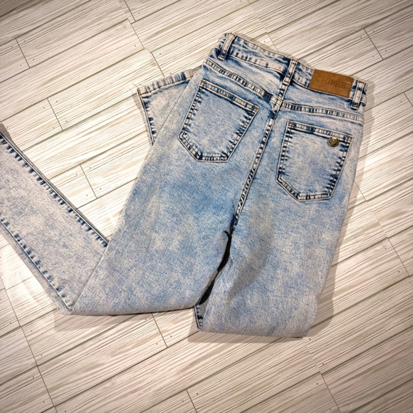 CHIPRE Acid Wash High Waisted Skinny Jeans Women Light Blue Distressed Denim - Picture 6 of 6